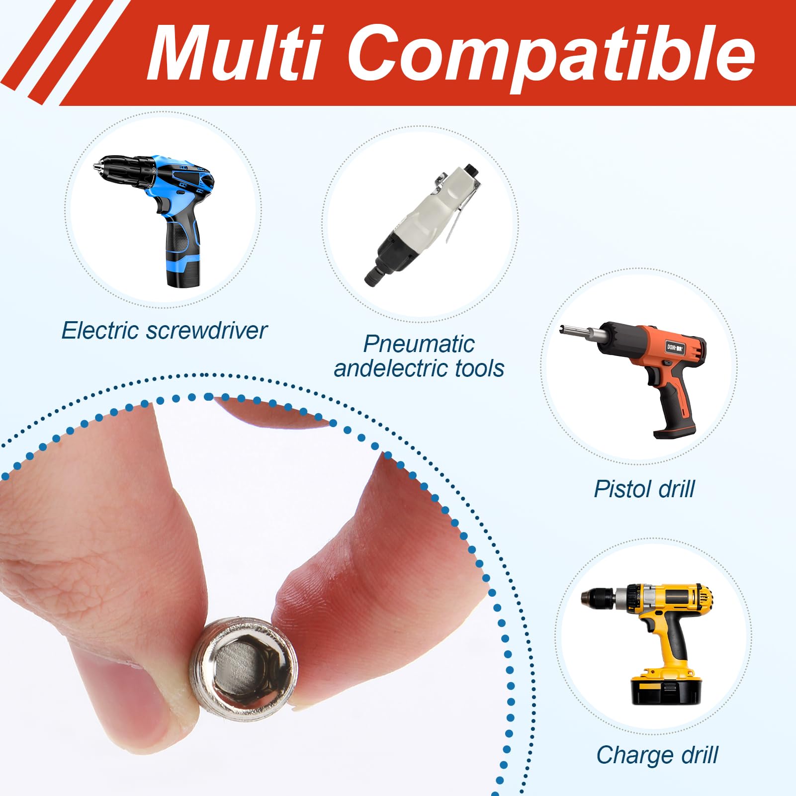 Set de 3 Puntas Atornillador Imantadas, Portapuntas Magnético para Paneles de Yeso, Punta Pladur con Diseño Ajustable, Compatible con Atornilladores Inalámbricos y Taladros Manuales (Rojo)