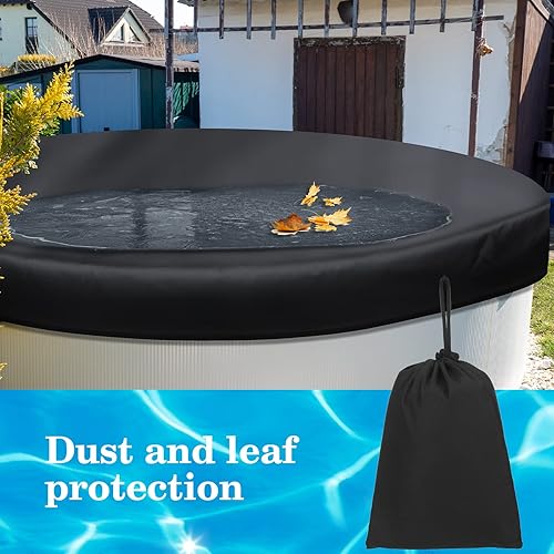 Miniatura 6 de Newwiee Cubierta redonda de piscina de 18 pies para piscinas sobre el suelo, impermeable y a prueba de polvo, cubierta solar negra para piscina con