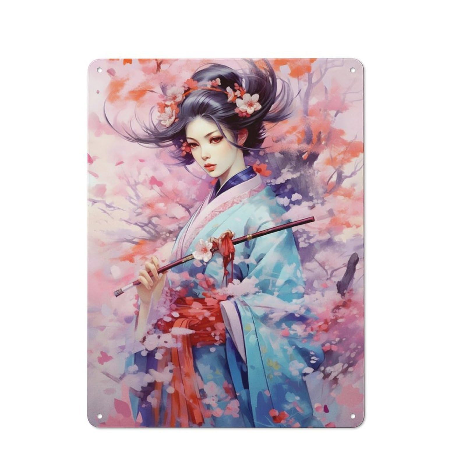 Junmoney Girls Japanese 1 Vintage Metal Plaque 40X30cm For Dining Room Or Kitchen, For Home Decor Collectors Refreshing A Room In Autumn
