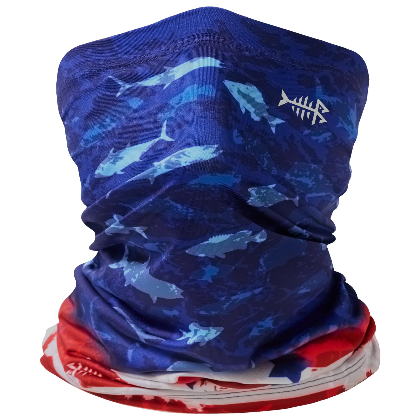 BASSDASH UPF 50+ UV Sun Protection Neck Gaiter Fishing Mask Hunting Kayaking Hiking Cycling Ski Sports, Fish Americana, One Size