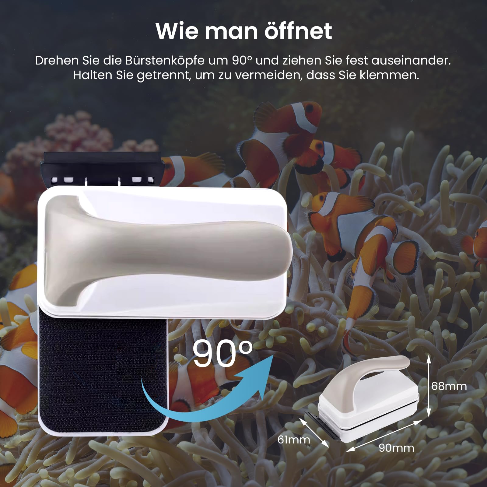 2-in-1 Aquarium Magnet Scheibenreiniger mit Abnehmbarem Schaber – Schwimmender Algenvernichter für Süß- & Meerwasser (bis 5mm Glasdicke) | Magnetischer Fensterputzer für Aquarium & Doppelverglasung
