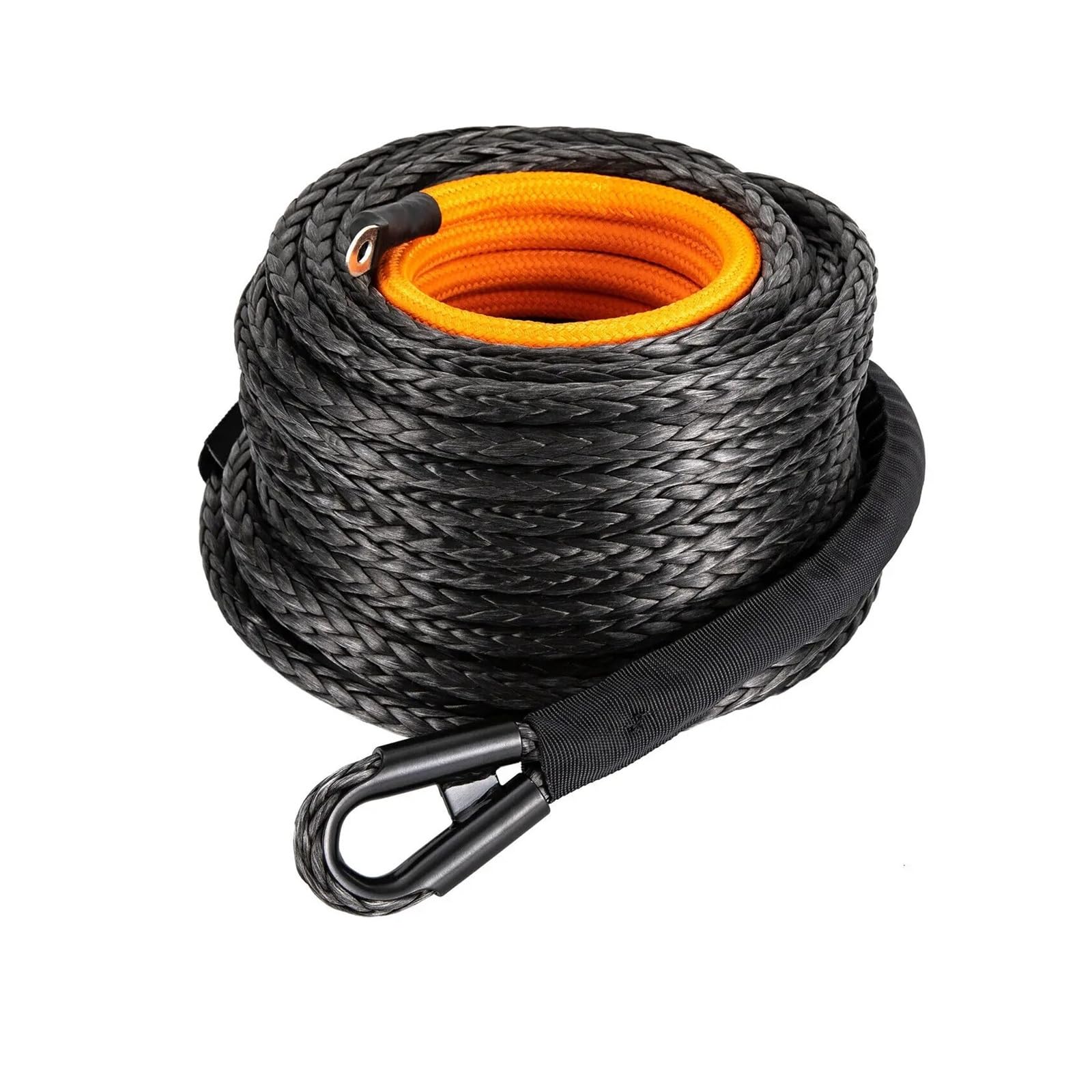 Zestaw syntetycznej wyciągarki samochodowej o udźwigu 31 500 funtów, 1/2 x 92 stopy, kabel holowniczy z hakiem do holowania samochodów i quadów Duża pojemność