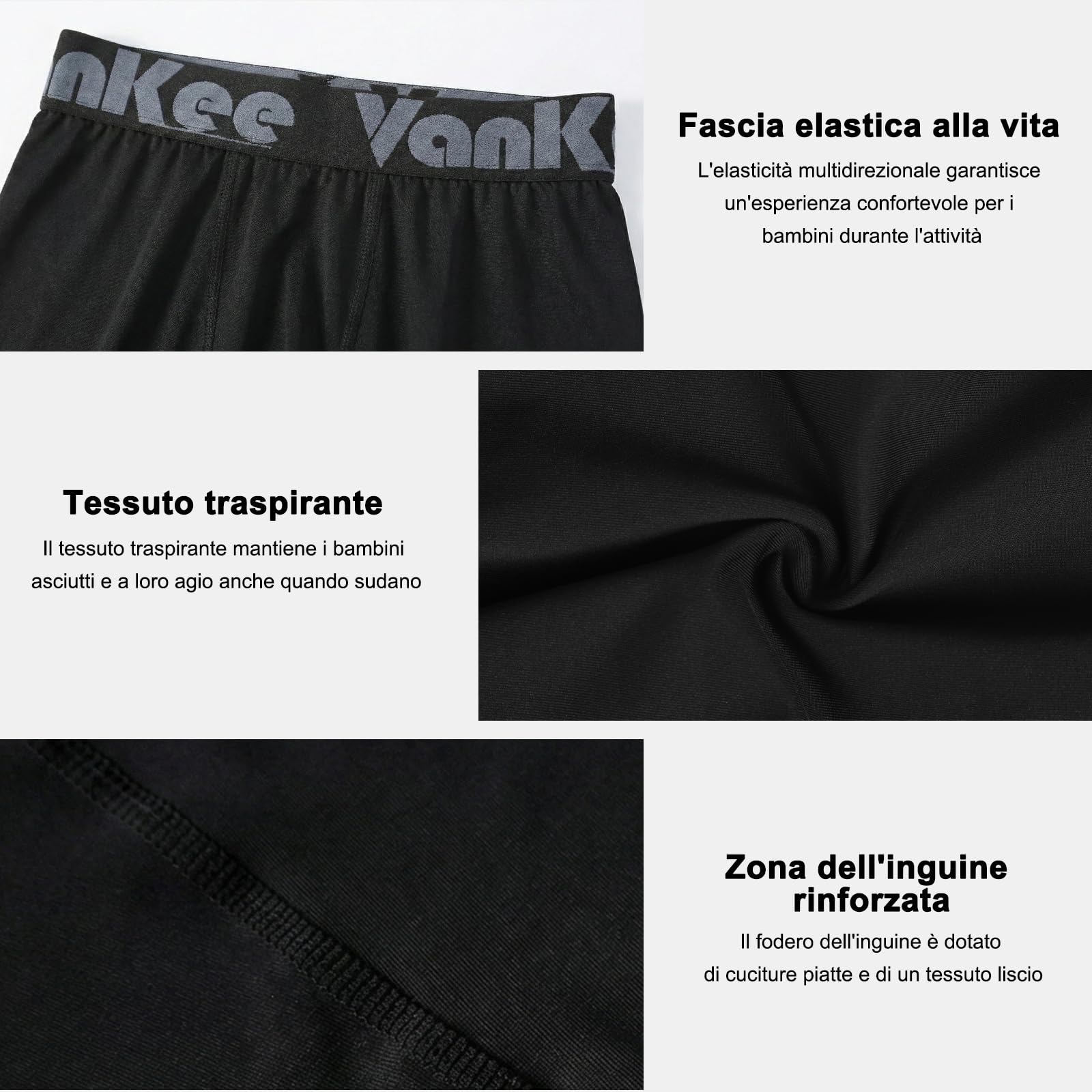 Pantaloncini Compression Ragazzi Asciugatura Rapida Traspirante Ciclismo Bambini Leggero Elevata Elasticità Sportivi