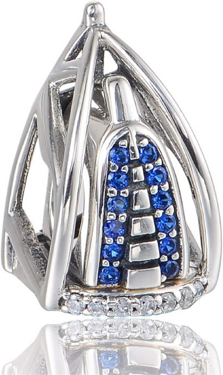 EVESCITY Limited Edition Dubai Burj Al Arab 3D Swarovski 925 Sterling Silver Bead For Charms Bracelets For Charm Bracelets Like Pandora & Others ♥ Best Jewelry Gifts for Travelers ♥