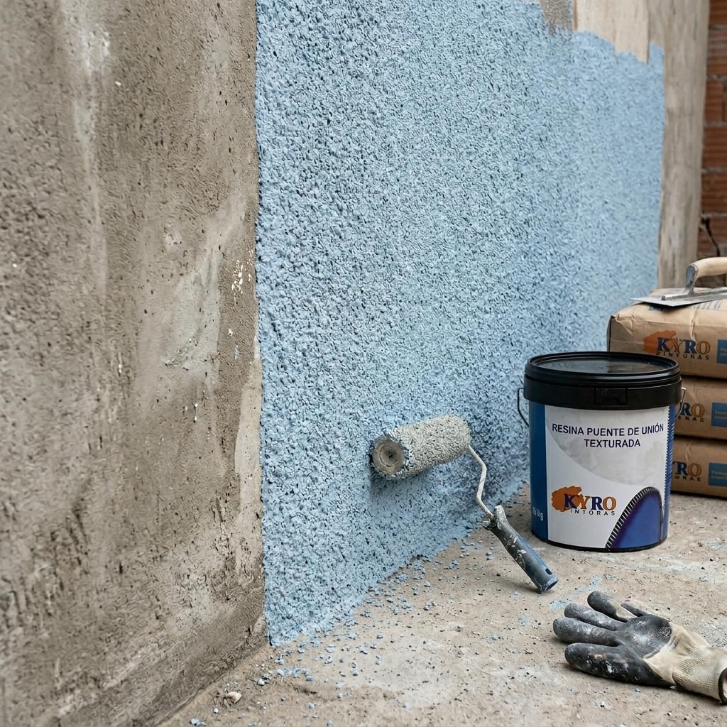 Resina Puente de Unión Texturada - Imprimación Alta Adherencia para Morteros y Hormigón - Color Azul Suave - 25kg, 5Kg, 1Kg (5 Kilogramos)