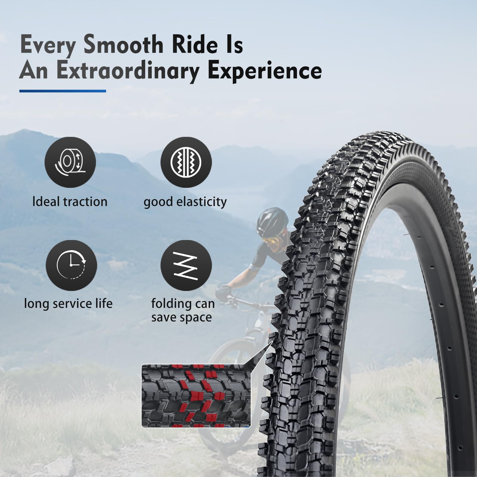 Folding Bike 700x35C Bike Tire Replacement Kits Pack, HUIOK Road