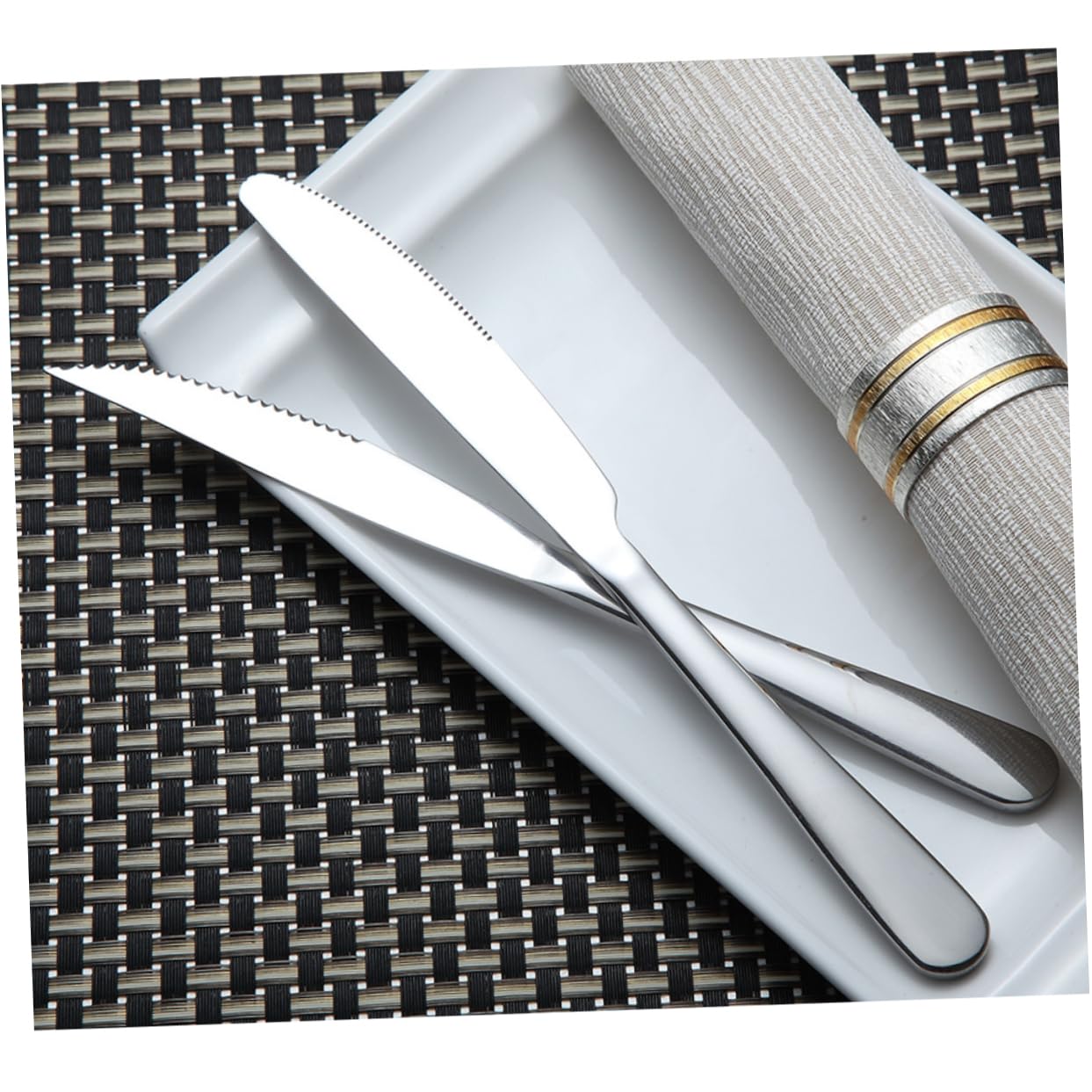 PRETYZOOM Set Di Posate 12 Pezzi in Acciaio Inox Posate Moderne Da Tavola Per Bistecca Pizza