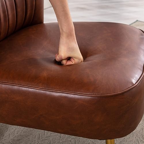 Miniatura 28 de Juego de 2 sillas decorativas de terciopelo, cómodas sillas de sala de estar, sin brazos, sofá individual lateral de mediados de siglo con patas