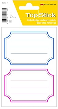 TopStick 1344 Book Labels for Writing on Neutral Blue Red Border 100 Pieces 78 x 53 mm Self-Adhesive Lined Book Stickers for School Kids Girls Boys Blank Book Labels Stickers White
