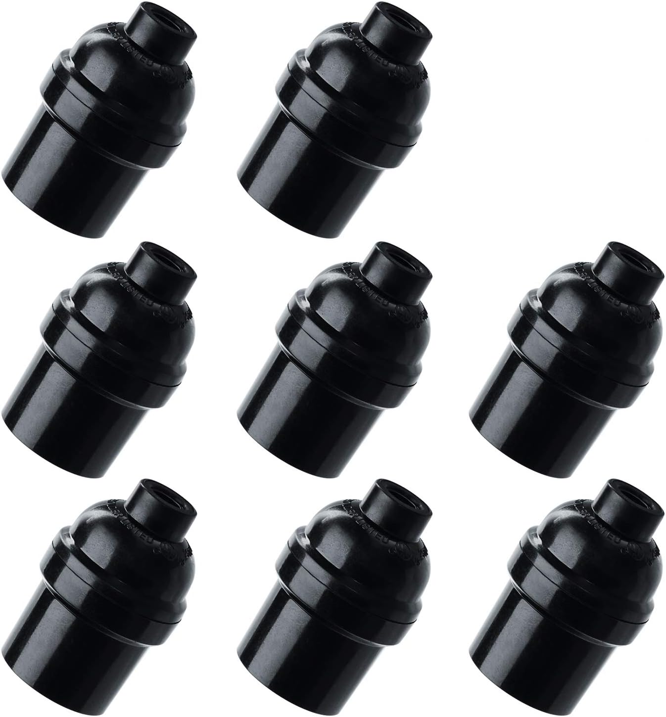 E26 E27 Light Socket,8-Pack Black Edison Retro Pendant lamp Holder, E26 E27 Plastic Standard Screw-in Socket Maximum Wattage 250W Heat Resistant Up to 200℃ Fire Resistant