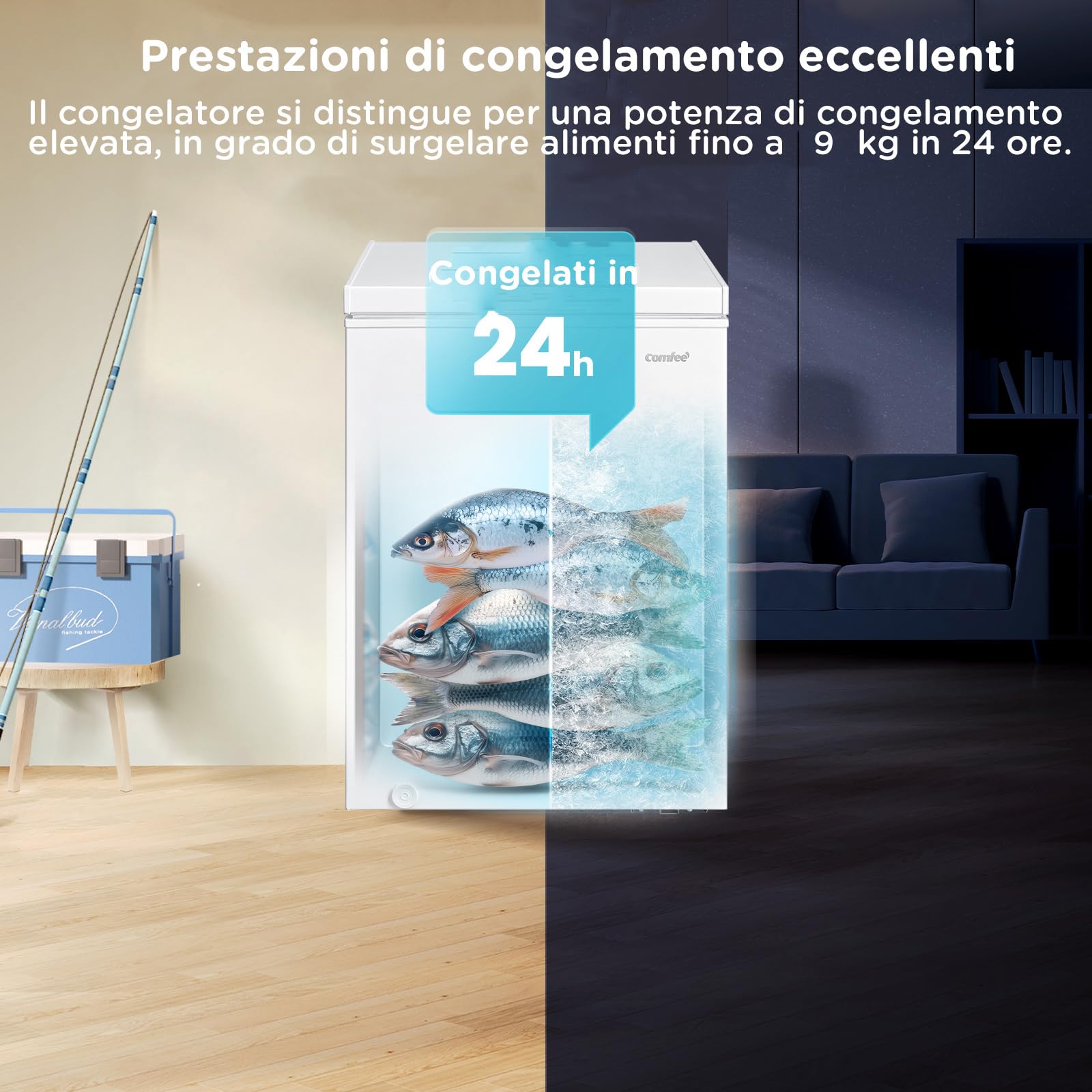 COMFEE' RCC202WH2 Congelatore 198L, Convertibile, Inverter, 4 Stelle | Pozzetto 2in1 Frigorifero/Congelatore, Compressore Inverter, Efficienza EnergeticaUso Esterno, Garage, Capanni, Bianco