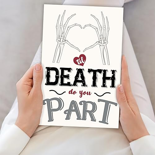 Miniatura 6 de VvOoOvV Tarjeta romántica de esqueleto para el día de la boda para parejas, regalos de boda de Halloween para mujeres y hombres, tarjeta de votos de