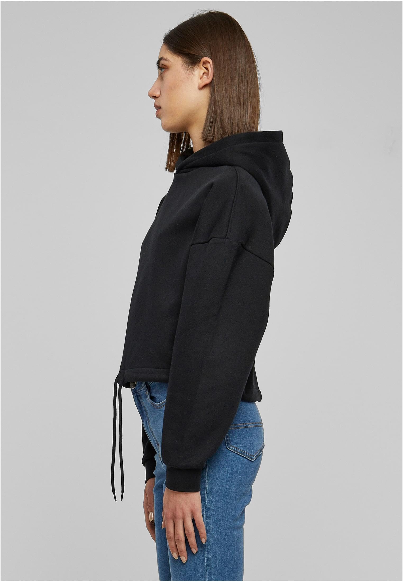 Urban Classics Ladies Cropped Oversized Mujer Sudadera con Capucha Negro Más Grande