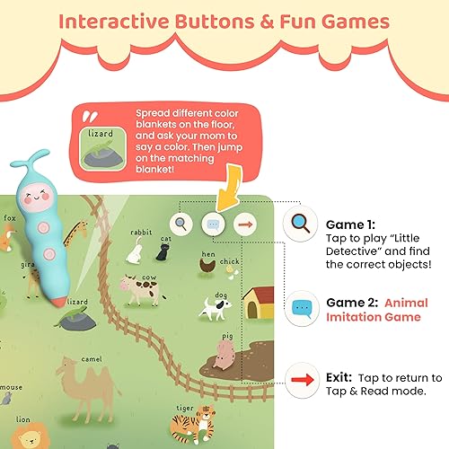 Miniatura 4 de QuTZ Juego de libros de bolígrafo parlante, aprende a leer libros con sonido, 8 libros de audio para leer, más de 600 palabras y datos divertidos, 6