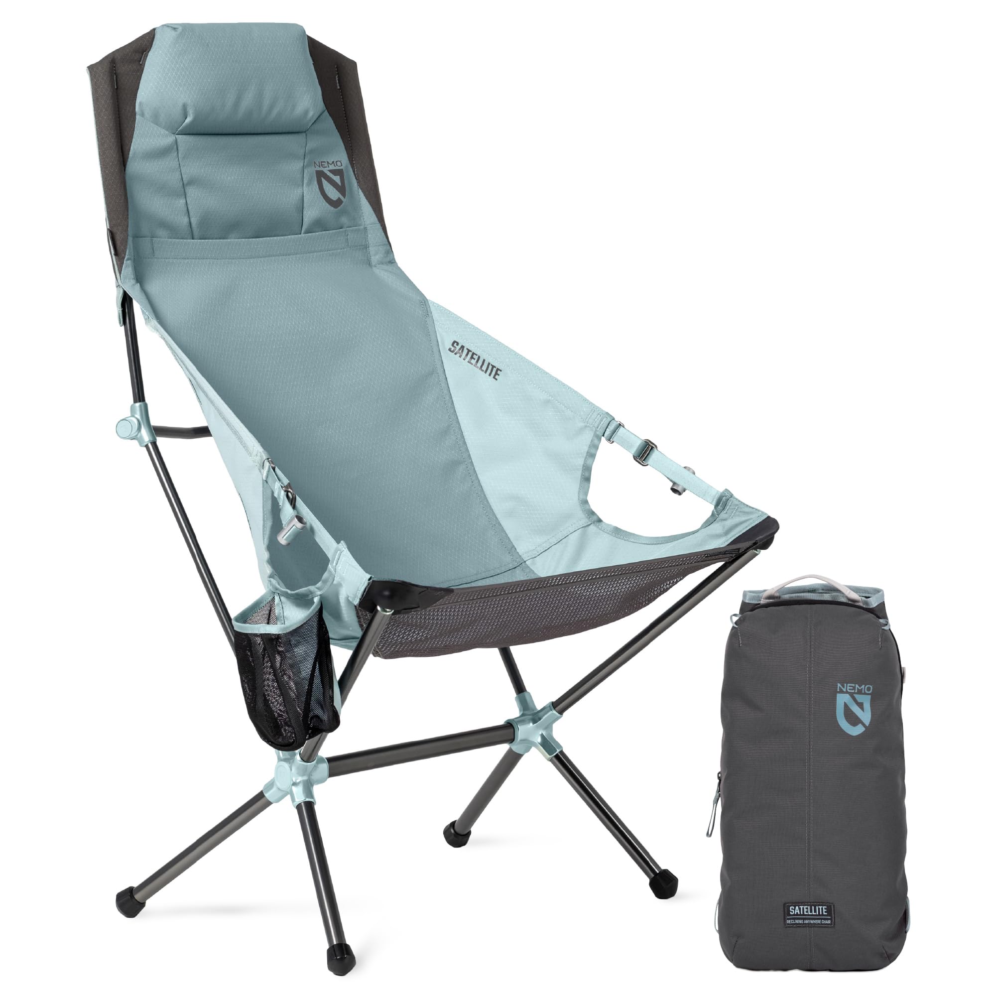 Equipment Satellite Reclining 'Anywhere' Camp Chair - Arctic/Aquifer | Lightweight, Packable, Neck Support, Platform Accessory, Sling Case