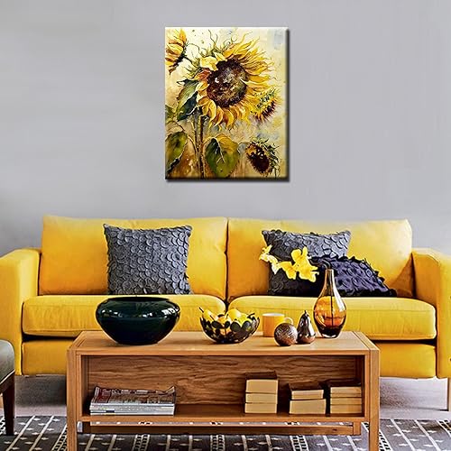 Miniatura 2 de Pintura de girasoles de fantasía por números para adultos y principiantes, pintura sobre lienzo, flores silvestres tropicales, fácil de pintar con