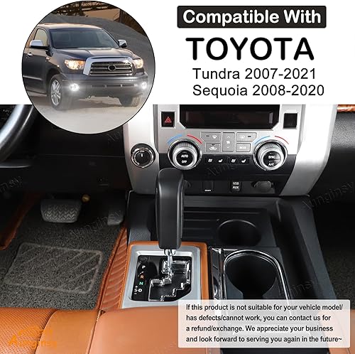 Miniatura 2 de Cubierta de freno de mano para palanca de cambios de automóvil, compatible con Toyota Tundra 2007-2021 Sequoia 2008-2020 Consola central, cubierta