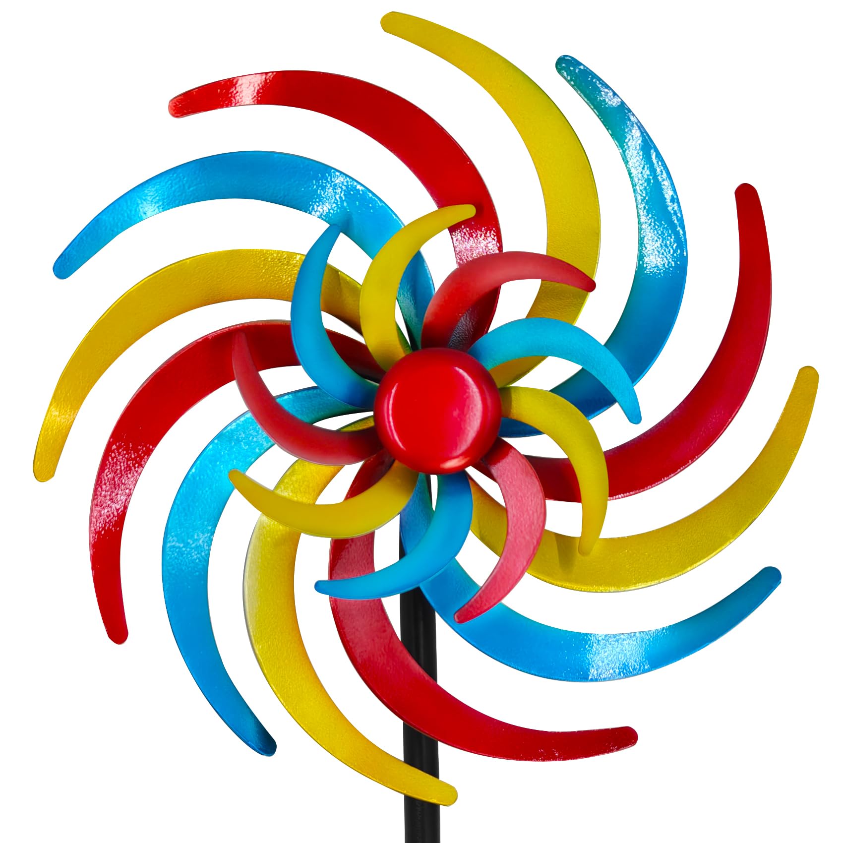 CBAXEAXM Colorful Kinetic Wind Spinner for Outdoor 13" W Metal Windmill Wind Sculptures with 5 Prong Stake, Easy to Rotate Metal Yard Art for Garden