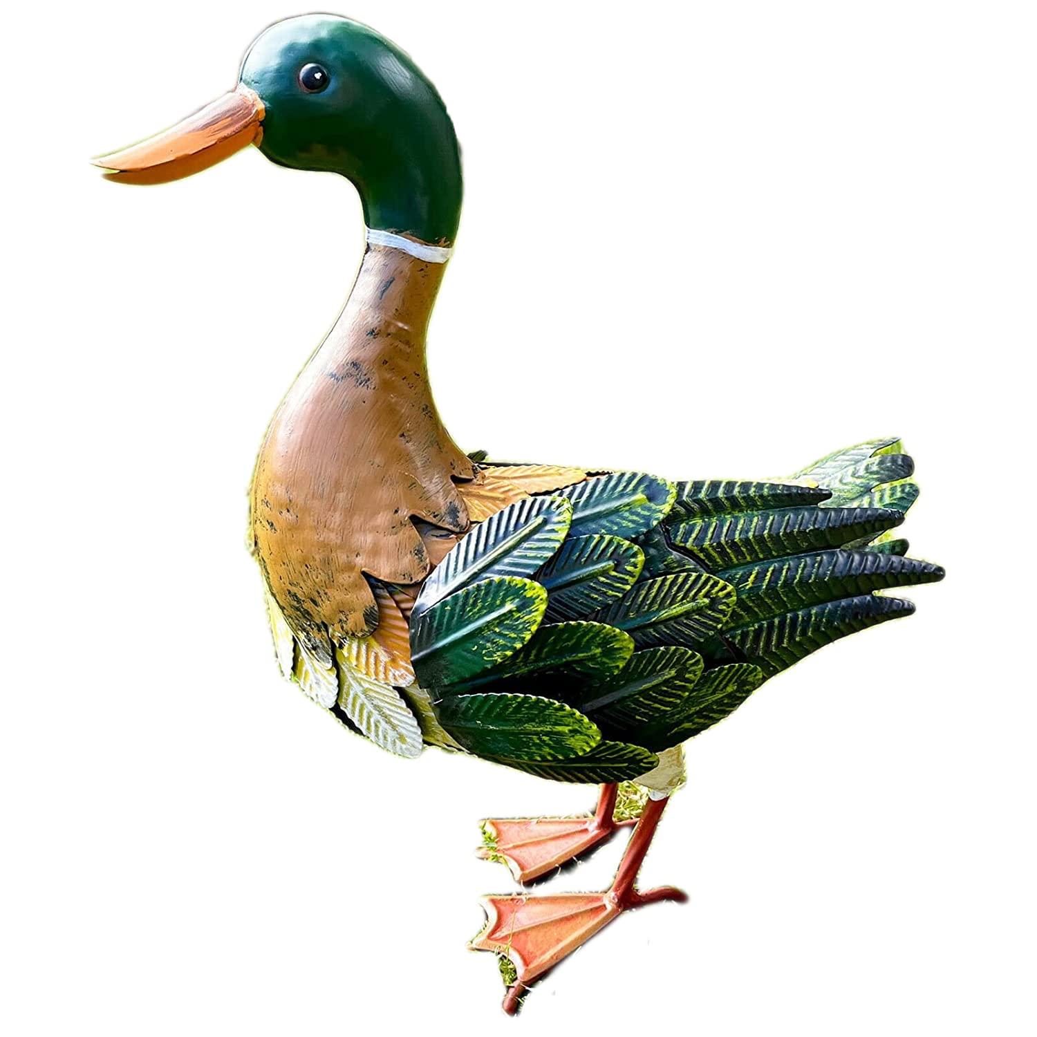 Darthome Mallard Duck Garden Ornament 38cm Metal Light Brown