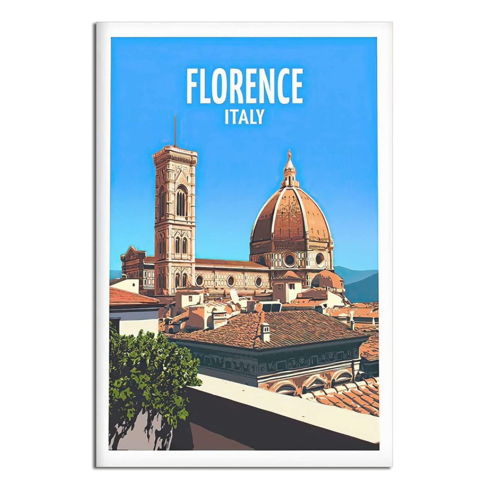 Kziwq T459 Metal Tin Sign Florence Tin Sign Travel Vintage Art Wall Decoration Sign Home Kitchen Bar Patio Cave Funny Decoration 15X30cm