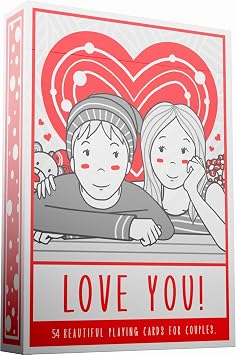 Love You Playing Cards, Red & Medieval Black Playing Cards Deck with Unique Hand Drawn Love Artwork, Deck of Playing Cards, Cool Playing Cards with Card E-Game e-Book...