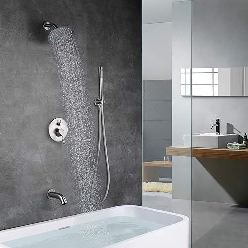 Miniatura 26 de sumerain Sistema de ducha de lluvia con boquilla de bañera, juego de grifo de ducha de bañera con cabezal de ducha de 8 pulgadas y ducha de mano