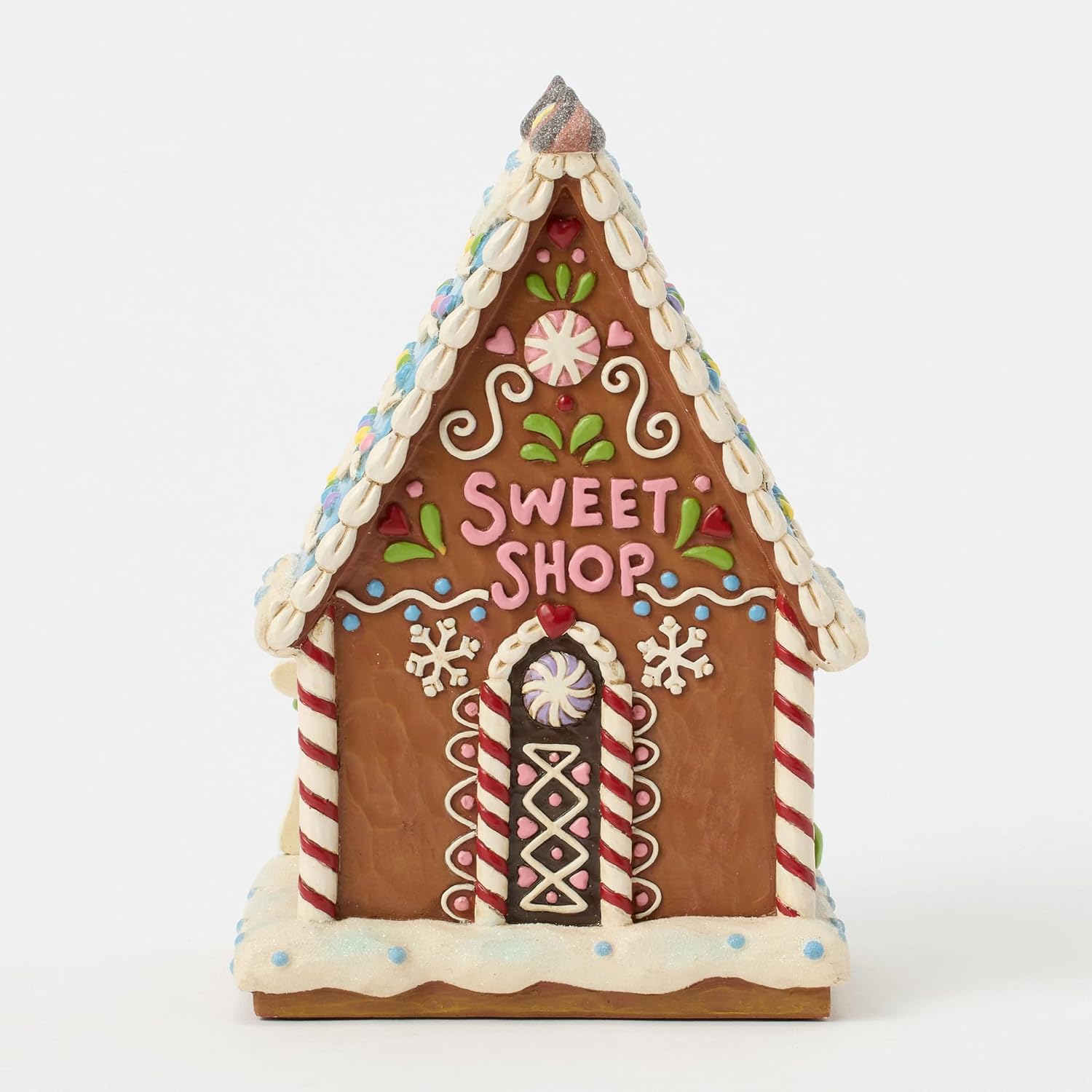 Enesco Jim Shore Heartwood Creek Gingerbread Christmas Sweet Shop Lit Figurine, 6.5 Inch, Multicolor