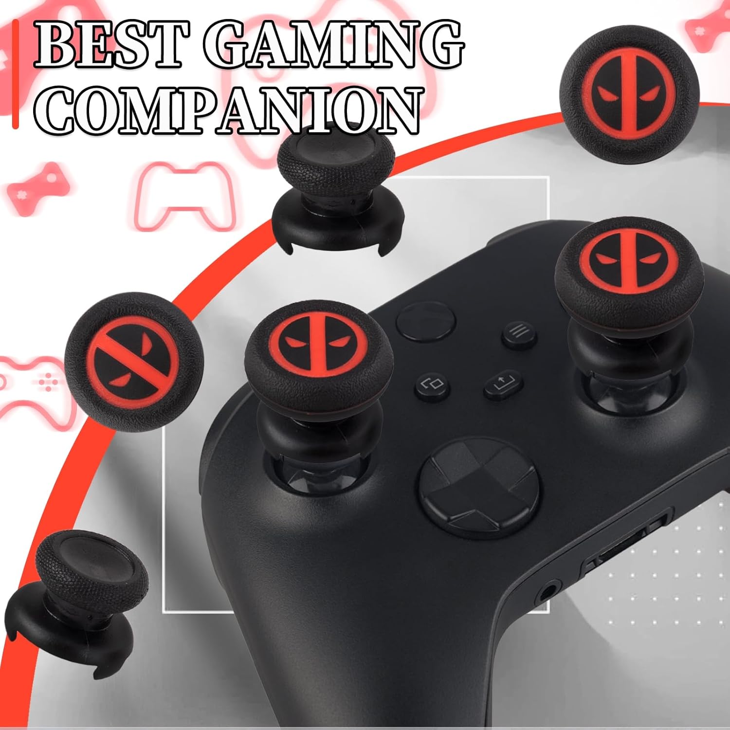 FPS Thumbstick Extender & Printing Rubber Silicone Grip Cover 2 Sets for Xbox Series X/S & Xbox One Controller(Immortal) - Image 5
