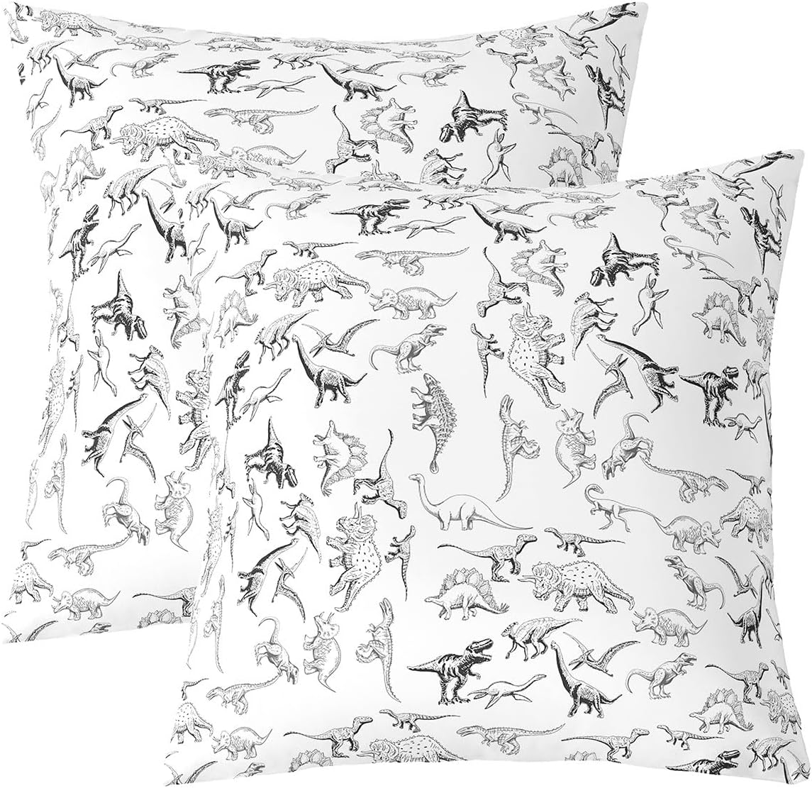 Dinosaur Pillow Cases Cushion Covers 3D Digital Print Throw Pillow Covers 22"x22" Set of 2 Soft Kids Decor Jungle Dino Decorative Throw Pillowcases Wild Animal Black and White Cushion Cases Bedroom
