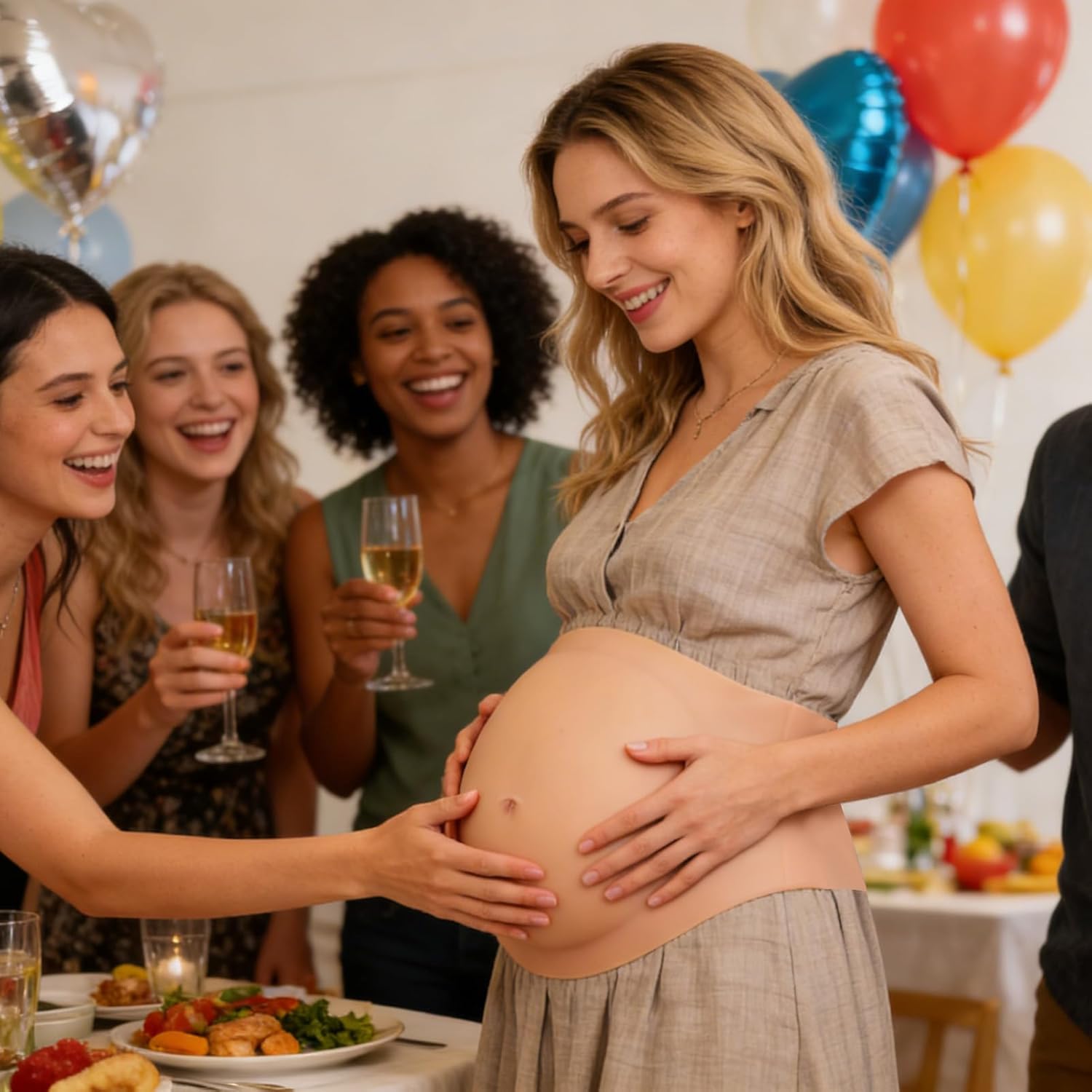 Silicone Pregnancy Belly - Practical Joke Props Prank, Silicone Pregnant Belly for Party Home Role Play Cosplay Photography Stage Performance Filming April Fools Day Costume Fun Entertainment Gift