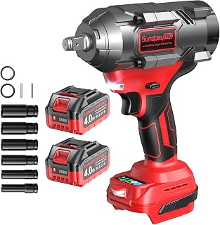 1/2-Inch Cordless Impact Gun - 21V Brushless Power Impact Wrench 1480N·m w/ 2×4.0Ah Battery & RSS Mode & Sockets & Carrying Case, High Torque Impac Wrench for Car Truck RV Heavy-Duty Tasks