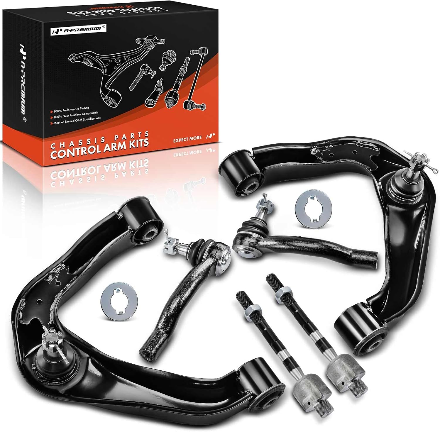 A-Premium Set of 6, Front Upper Control Arm, Inner & Outer Tie Rod End, Compatible with Nissan Frontier 2005-2019, Pathfinder 2005-2012, Xterra 2005-2015
