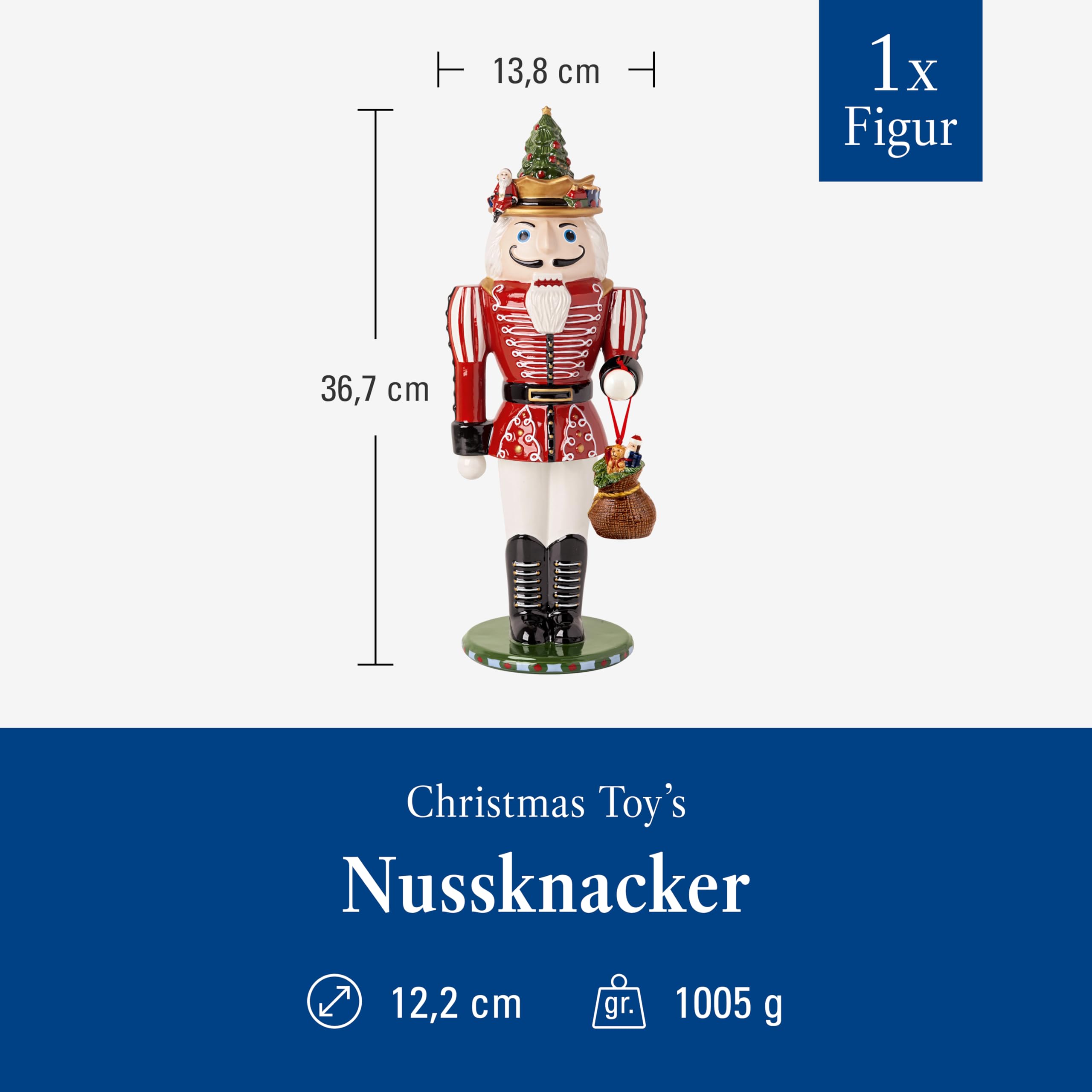 Villeroy & Boch - Christmas Toy's Memory Nussknacker Bunt, Nussknacker Groß, Weihnachtsfigur, Winterdeko, Weihnachtsdeko, Dekoartikel, Deko Weihnachten, Weihnachten Dekoration, Xmas, Porzellan | Mehrfarbige Nussknacker-Figur, Weihnachtsspielzeug-Kollektio