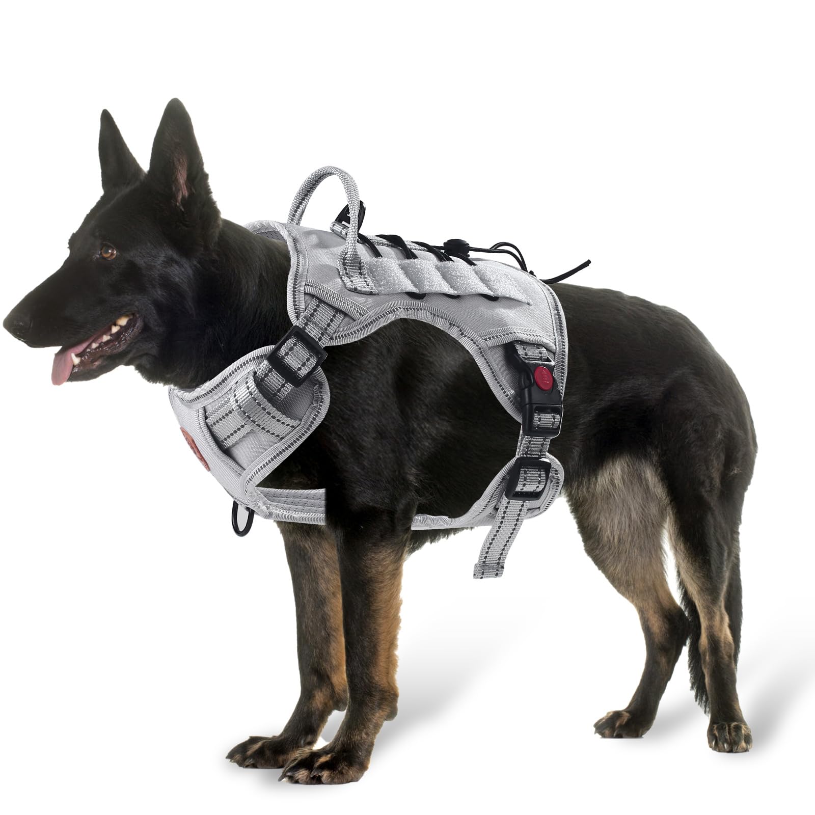 PET'S HUB Large Dog Harness, No Pull Pet Harness With 2 Lead Clips, Soft Padded Dog Vest Harness, Reflective & No-Choke Control Handle. (Grey, Large)