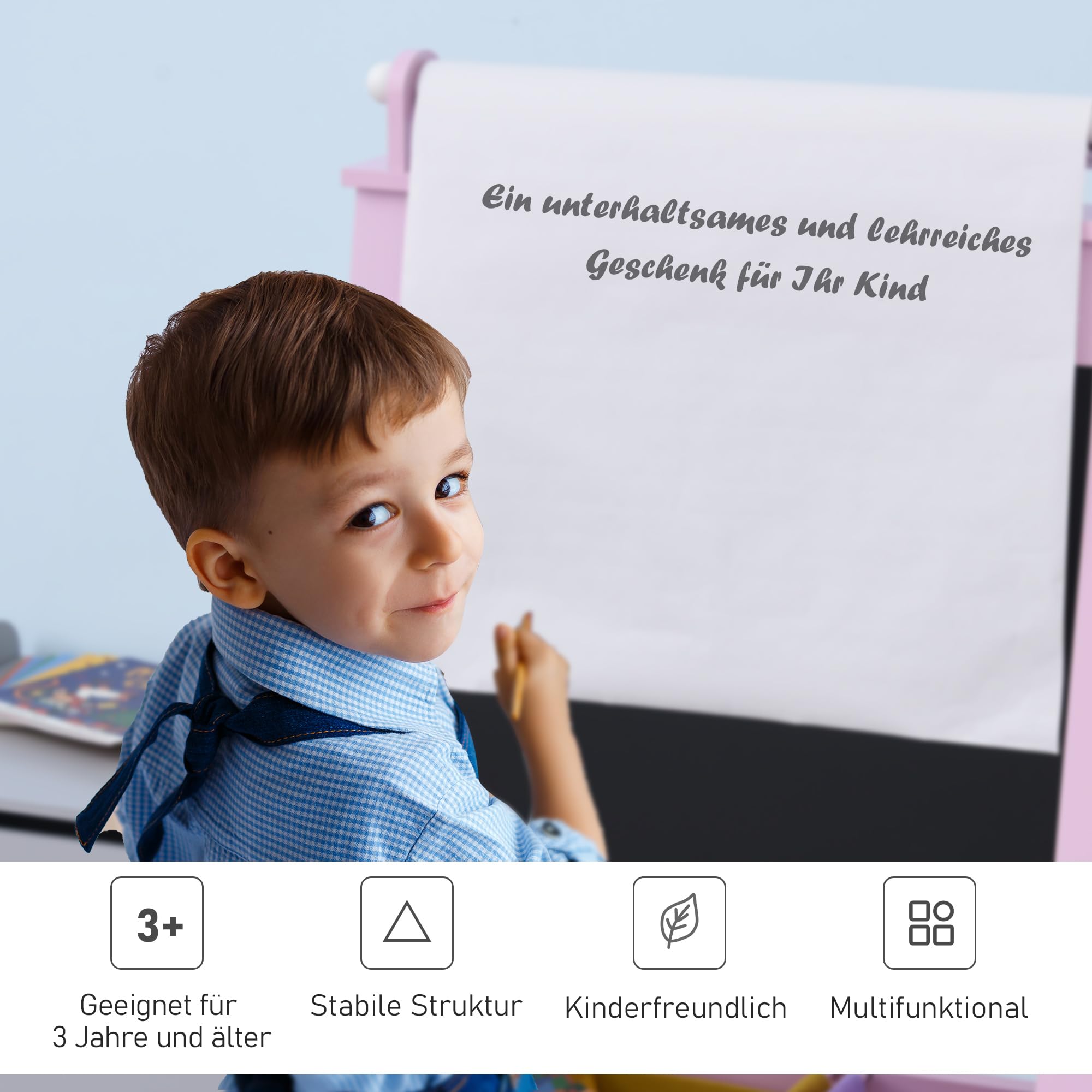 AIRPLAY Kinder Staffelei 3-in-1 Kindertafel für Kinder ab 3 Jahre