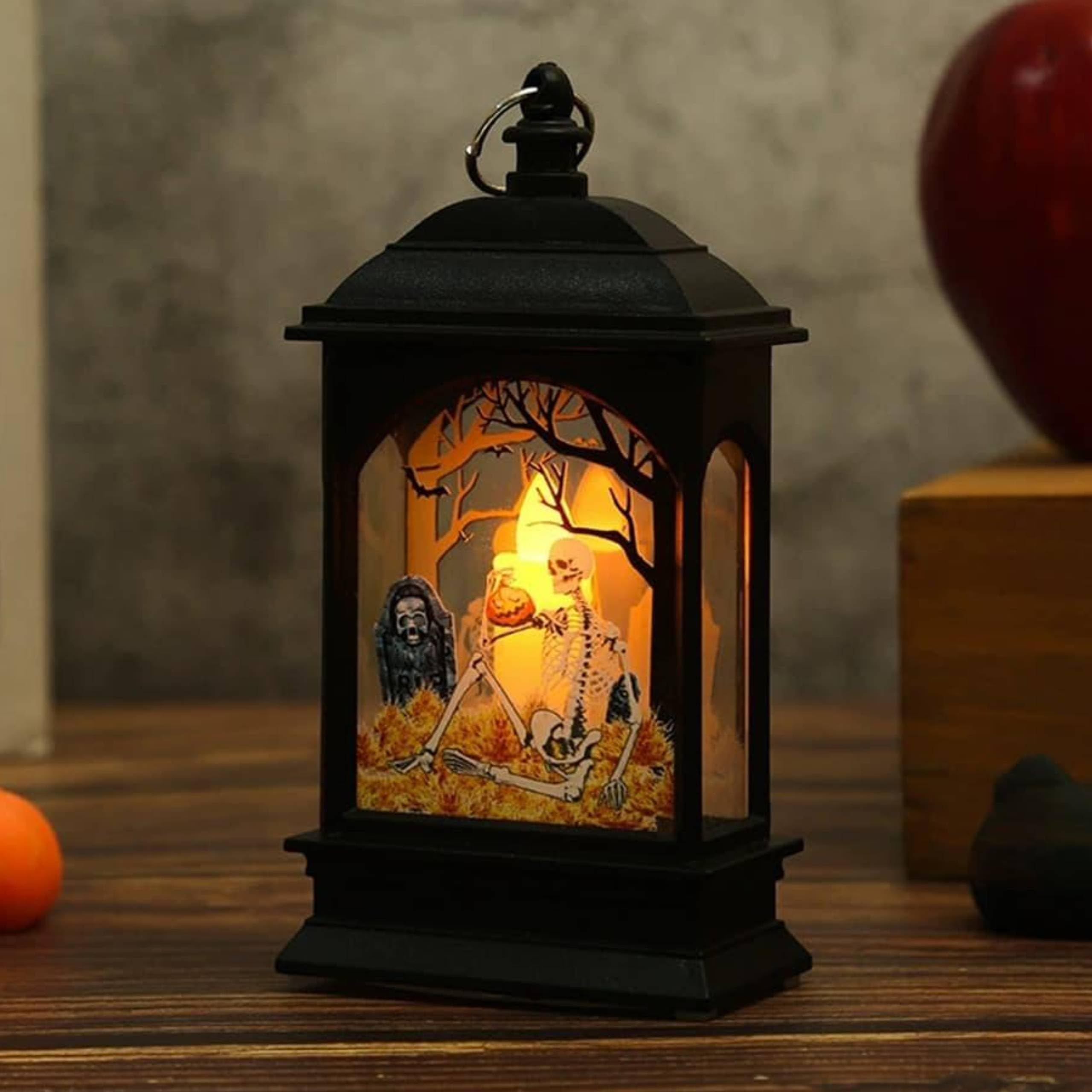 Halloween Lantern Decor with LED Candle for Table Mantel and Party Display