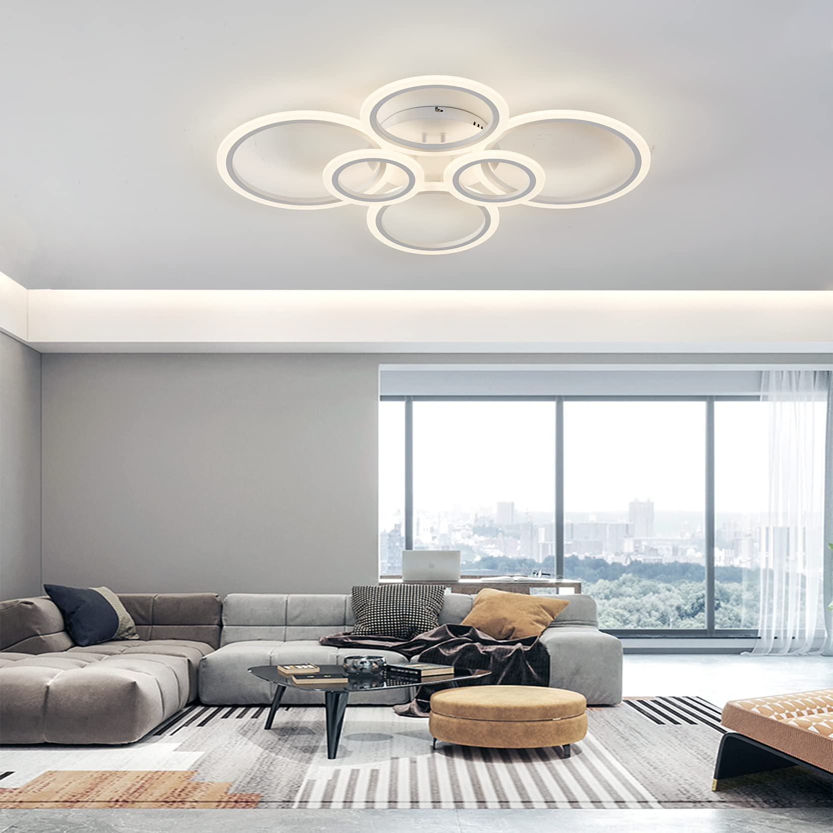 LED Deckenleuchte Φ80cm Weiß, mit Memory Funktion, Deckenleuchte Wohnzimmer Dimmbar mit Fernbedienung Farbwechsel 2700K-7000K Helligkeit Einstellbar, Modern Deckenlampe Schlafzimmerlampe Küche