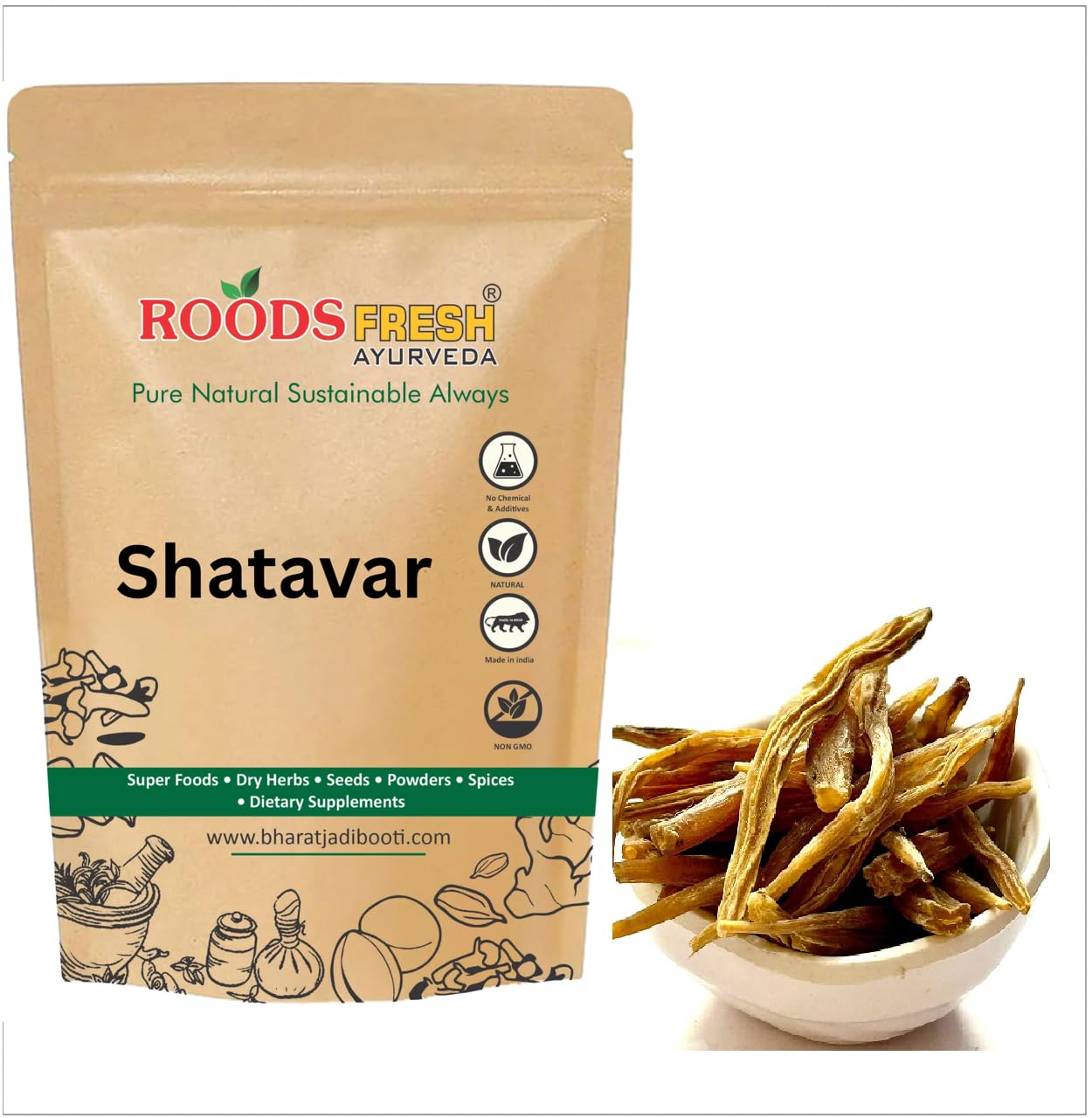Shatavari Root - Asparagus Racemosus - Sitawar|Shatawar Pili- SATAWARI, Natural (100 gram)