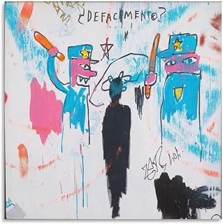 Michel Basquiat ’s ‘Defacement’ Painting About Police Brutality Michel Basquiat Poster Wall Art Poster Scroll Canvas Painting Picture Living Room Decor Home Framed/Unframed 16x16inch(40x40cm)