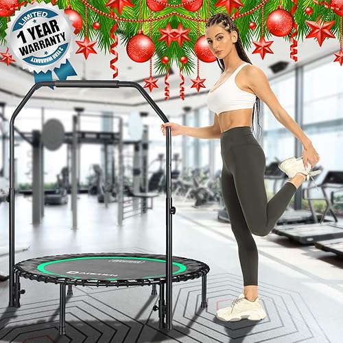 Miniatura 5 de DARCHEN Mini trampolín de 450 libras para adultos, trampolín pequeño para ejercicio de rebote en interiores para entrenamiento, fitness para rebote