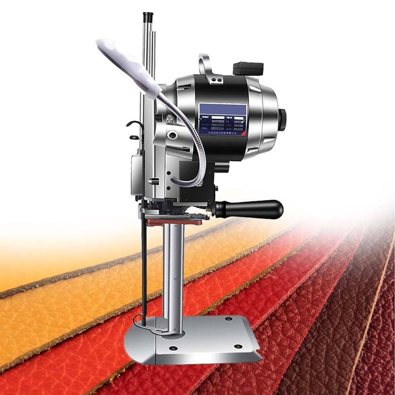 1100W/1200W Industrial Fabric Cutting Machine, Electric Cloth Cutter, High Speed Straight Knife Cutting Machine with 360° Rotating LED Light, for Multilayer Fabric Leather Cloth For10/210mmThick