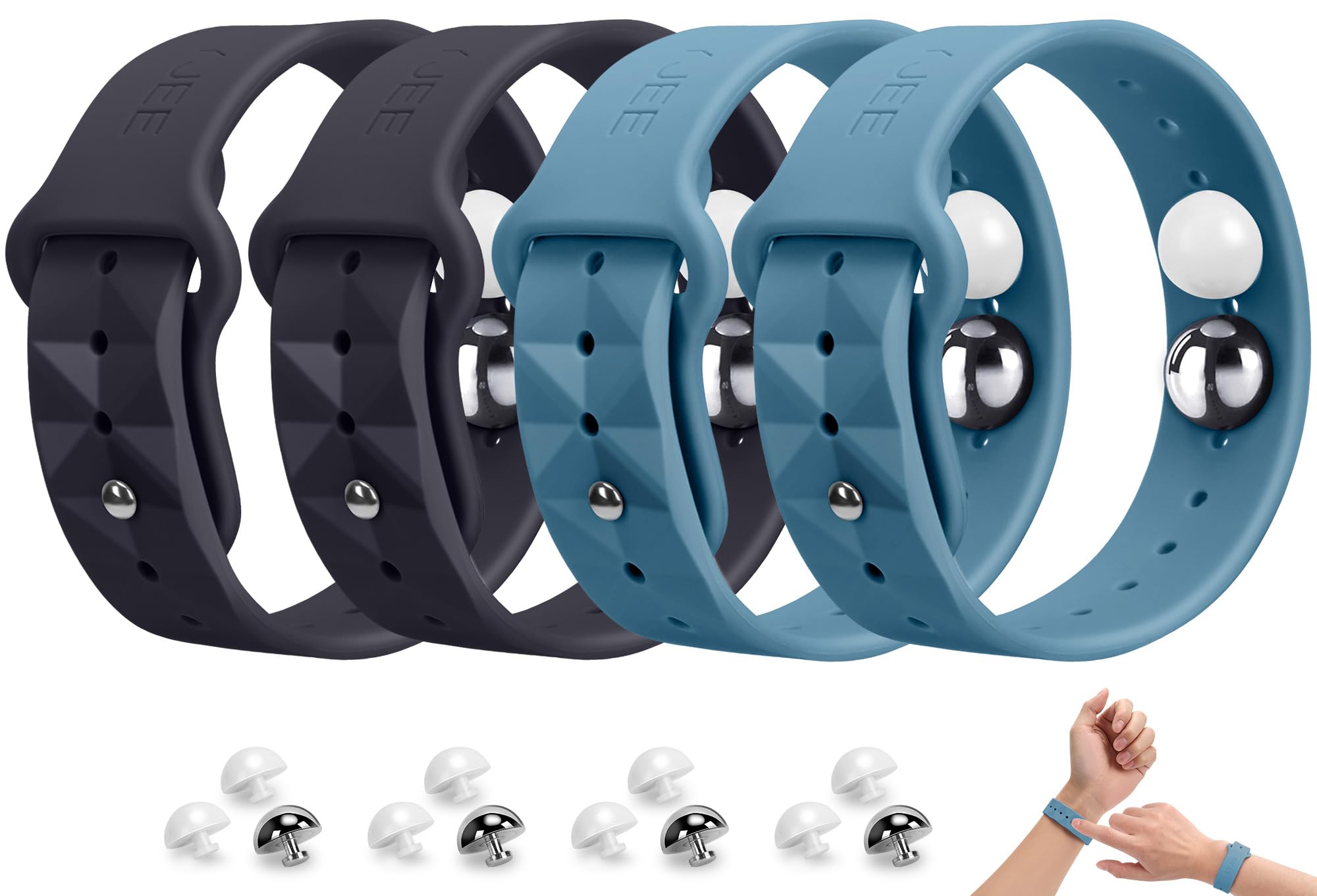 Motion Sickness Bracelets for Travel: Acupressure Anti Nausea Wristband for Morning Sickness - Sea Sickness Wristbands for Car Boat Air - Nausea Bands for Motion Sickness 2 Pair Black Blue