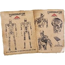 Terminator T-800 water color concept aged sketchbook posters pages, Halloween Prop, Wall Art