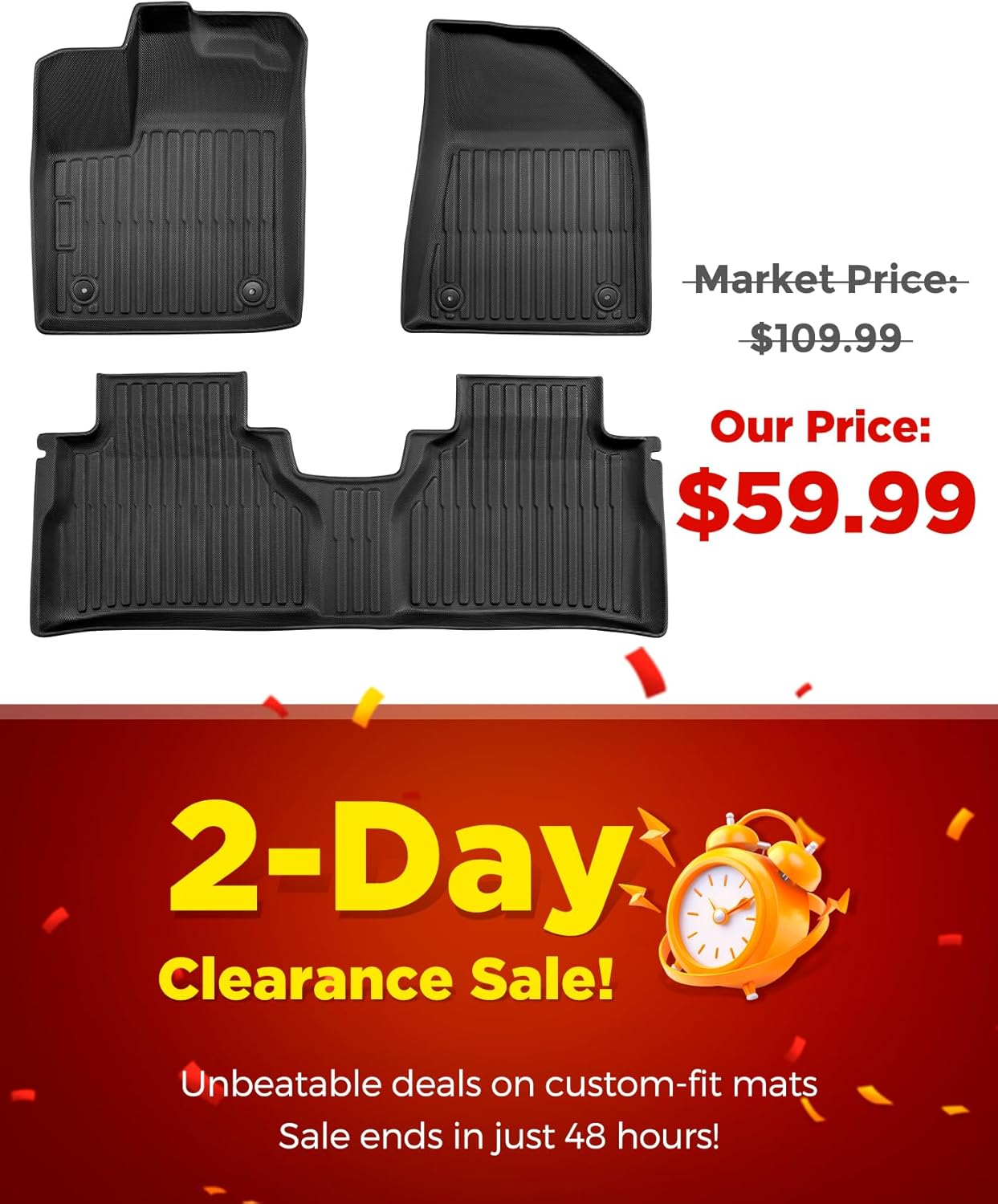 All Weather Car Floor Mats for Nissan Murano: 2025 2026 for SV SL Platinum, Custom Fit for Murano 1st & 2nd Row Floor Liners, Heavy-Duty Anti-Slip Black Rubber Accessories