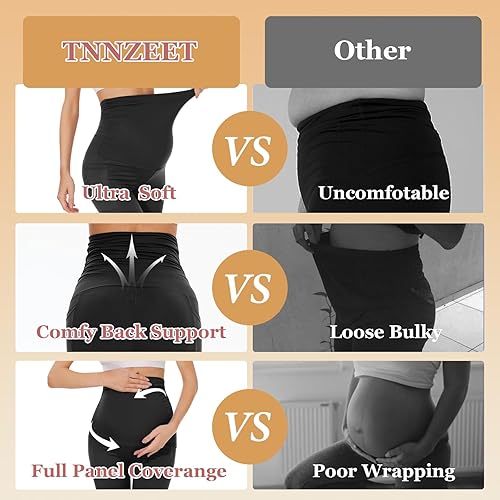 Miniatura 3 de TNNZEET Leggings de maternidad sobre el vientre con bolsillos, pantalones negros de entrenamiento para yoga y embarazo