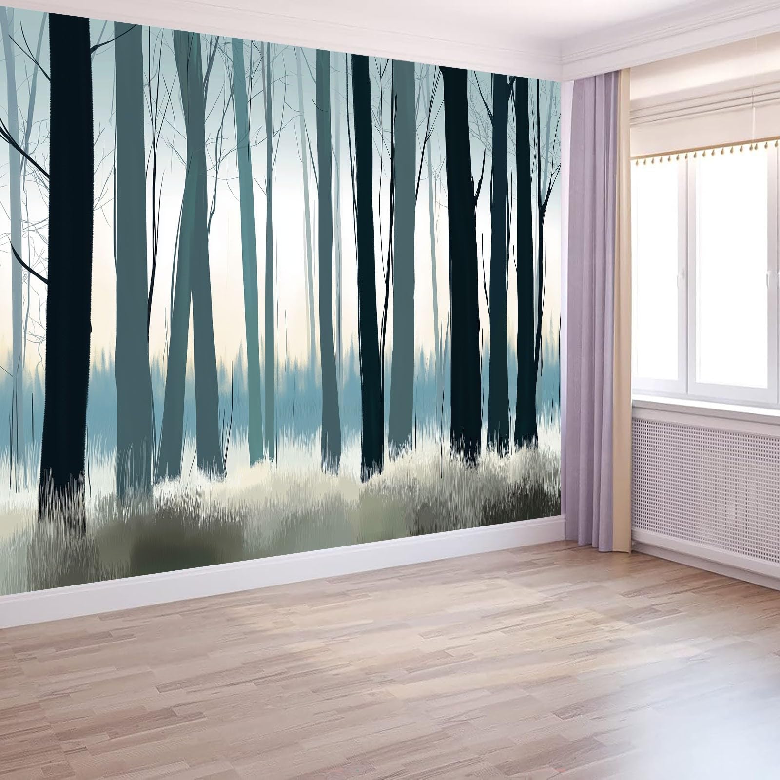 Obraz cyfrowy, tapeta z włókniny, brzozowy las, 400 x 280 cm, fototapeta do sypialni, biała fototapeta, plakat, pokrycie ścian, do pokoju dziecięcego, domu, restauracji, salonu, przedpokoju