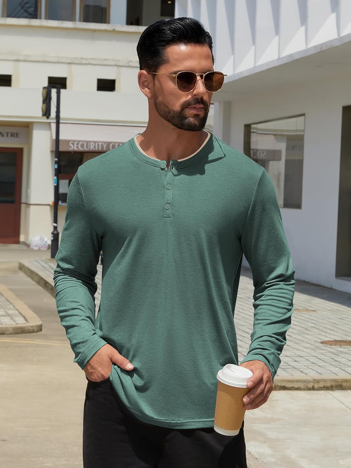 Hardaddy Men's Long Sleeve Henley Shirts Casual Color Block Henley Button T-Shirt Tops - Image 3