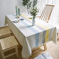 Vista 22 de Cosmine Mantel rectangular, mantel de lino para casa de campo, tela resistente, mantel bordado lavable con borla, mantel decorativo oblongo
