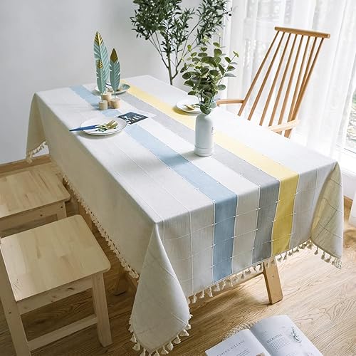 Miniatura 5 de Cosmine Mantel de Navidad impermeable para mesa de comedor, mantel rústico de cocina de granja, mantel rectangular de lino de algodón para bufé y