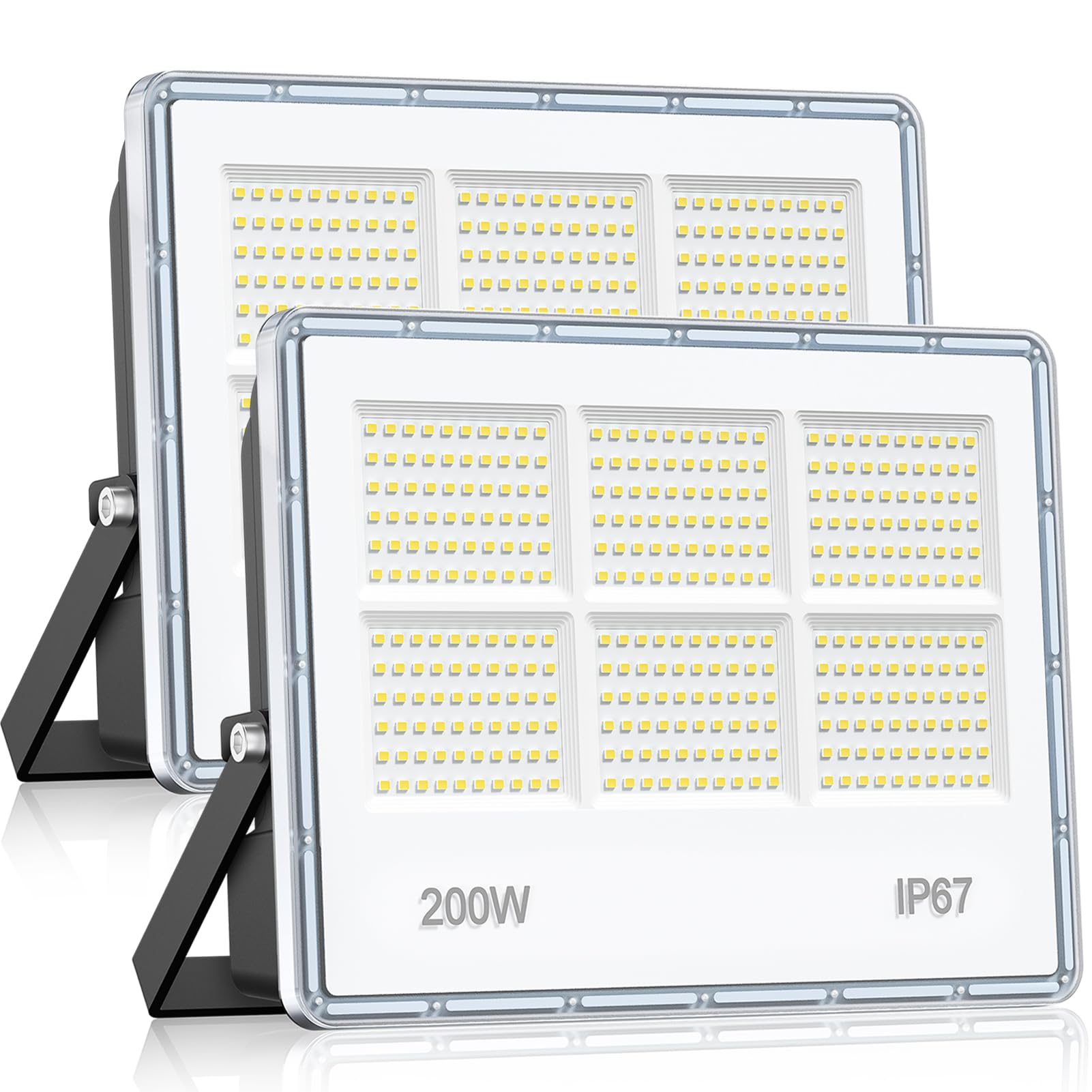 200W LED Strahler Außen - 2 Stück 20000LM 360 LEDs Superhell